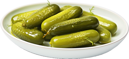 AI generated pickled cucumbers on a plate png