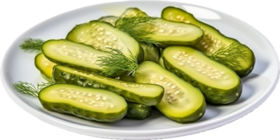 AI generated pickled cucumbers on a plate png