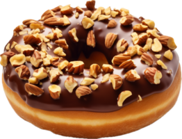 ai generado vidriado rosquilla decorado con nueces png