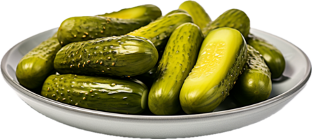 AI generated pickled cucumbers on a plate png