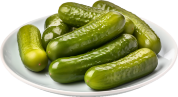 AI generated pickled cucumbers on a plate png