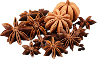 AI generated star anise spice fruits and seeds png