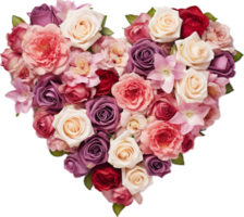 AI generated heart of roses png