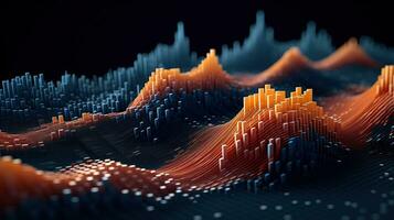 AI generated Generative AI, stock market chart lines, financial graph on technology abstract background represent financial crisis, financial meltdown. Technology concept, trading market concept. photo