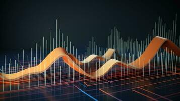 ai generado generativo ai, valores mercado gráfico líneas, financiero grafico en tecnología resumen antecedentes representar financiero crisis, financiero fusión de un reactor. tecnología concepto, comercio mercado concepto. foto