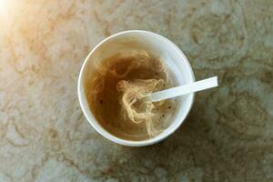 Morning coffee in paper glass. photo