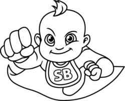 Super Baby Flying Line Art vector