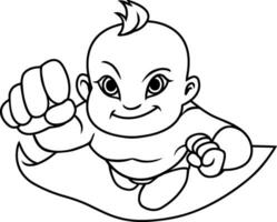 Super Baby Asian Line Art vector