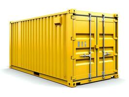AI generated Yellow steel container isolated white background. High quality. AI Generative photo
