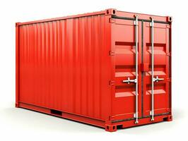 AI generated Red steel container isolated white background. High quality. AI Generative photo