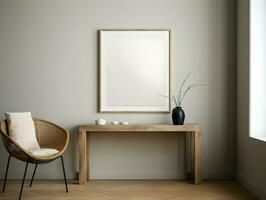 AI generated Blank image frame in a modern Scandinavian stylish room. High quality. AI Generative photo