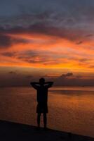 Silhouettes of a boy. photo