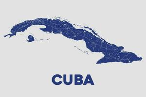 Detailed Cuba Map Design vector