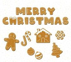Merry Christmas Gingerbeard Icon Set vector