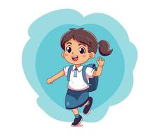 cute school girl character for back to school banner vector