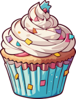 ai generato Multi colorato Cupcake cartone animato png