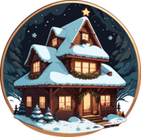 AI generated Christmas House Cartoon Clipart png