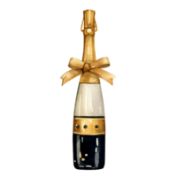 AI generated Champagne bottle. Watercolor illustration isolated on transparent  background. Ai Generate png