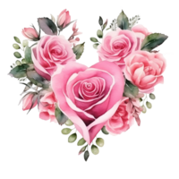 ai generado acuarela clásico enamorado clipart, rosas en el forma de un corazón , ai generar png