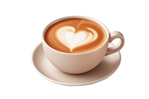 AI generated Hot Coffee  with heart foam latte art  ,Ai Generate png