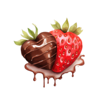 ai gegenereerd waterverf clip art met chocolade bedekt aardbei , ai genereren png