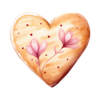 AI generated Watercolor Clipart, heart-shaped shortbread cookie .Ai Generate png