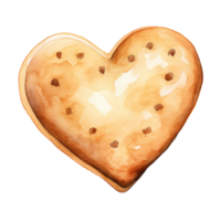 AI generated Watercolor Clipart, heart-shaped shortbread cookie .Ai Generate png