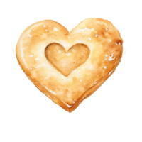 AI generated Watercolor Clipart, heart-shaped shortbread cookie .Ai Generate png