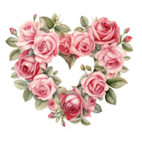 AI generated Watercolor Classic Valentine Clipart, Roses in the shape of a heart , Ai Generate png