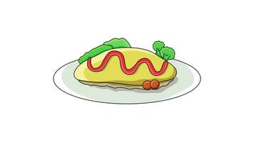 Animation forms an icon of Omurice, a typical Japanese food video