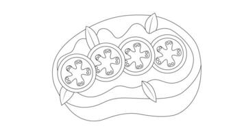 Animated sketch of the Bruschetta icon, a typical Italian food video