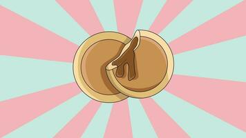 Animation of the typical Korean food Hotteok icon with a rotating background video