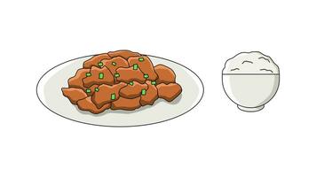 Animation forms a typical Korean food bulgogi icon video