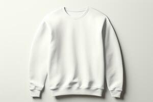 AI generated White sweatshirt hanging on a hanger photo