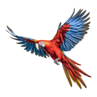 AI generated Scarlet macaw parrot flying on transparent background png