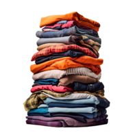 AI generated Stack of colorful clothes on transparent background png