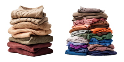 AI generated Stack of colorful clothes on transparent background png