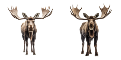 AI generated set of moose on a transparent background png