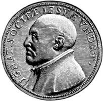 Saint Ignatius of Loyola Coin vintage illustration. vector