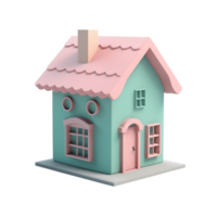 AI generated 3D cute house on transparent background png