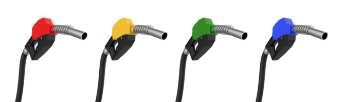 AI generated 3D render of Gasoline fuel pump nozzle isolated on transparent background PNG