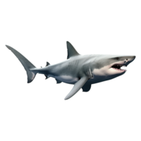 AI generated White shark marine predator big open mouth on transparent background png