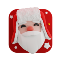 3d render christmas happy santa claus head png