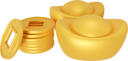 3d render chinese gold coin png