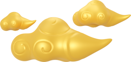 3d render chinese gold cloud png