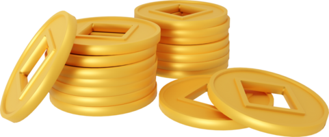 3d render chinese gold coin png