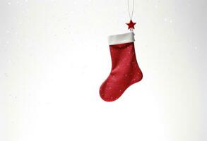 AI generated a christmas stocking hanging on top of white background photo