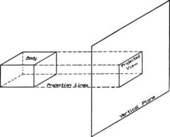 Projected Geometric View, points on some geometric plane,  vintage engraving. vector