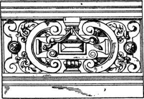 Modern French Parapet, roof surface, vintage engraving. vector