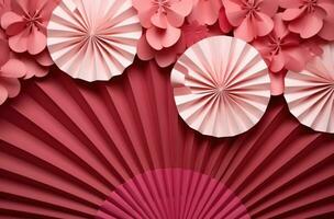 AI generated a paper fan on a pink background photo